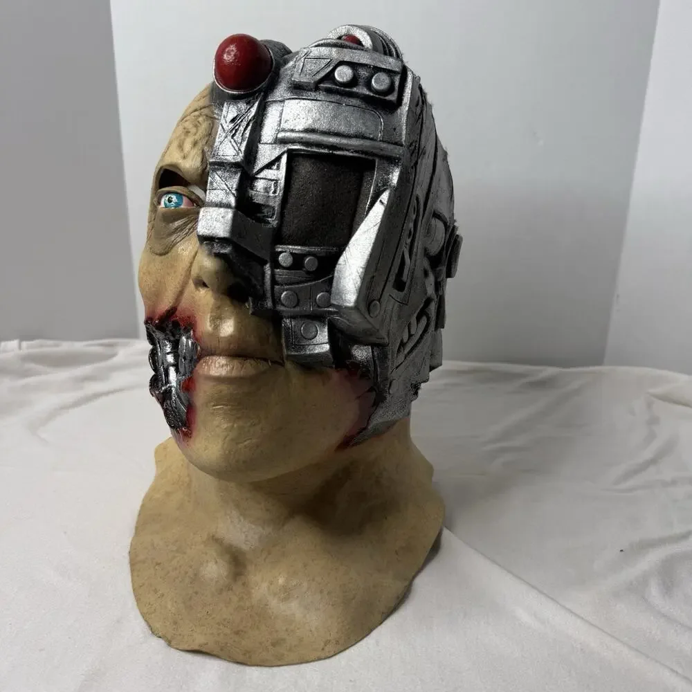 Animated Cyborg Full Face Halloween Costume Mask Rubber Latex RARE COOL Cosplay